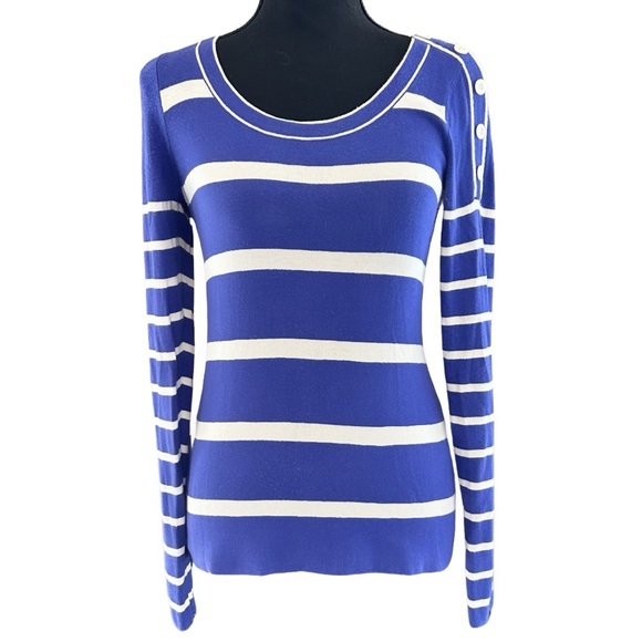 Loft Blue and White Sweater - Picture 1 of 6